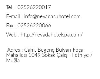 Nevada Hotel & Spa iletiim bilgileri